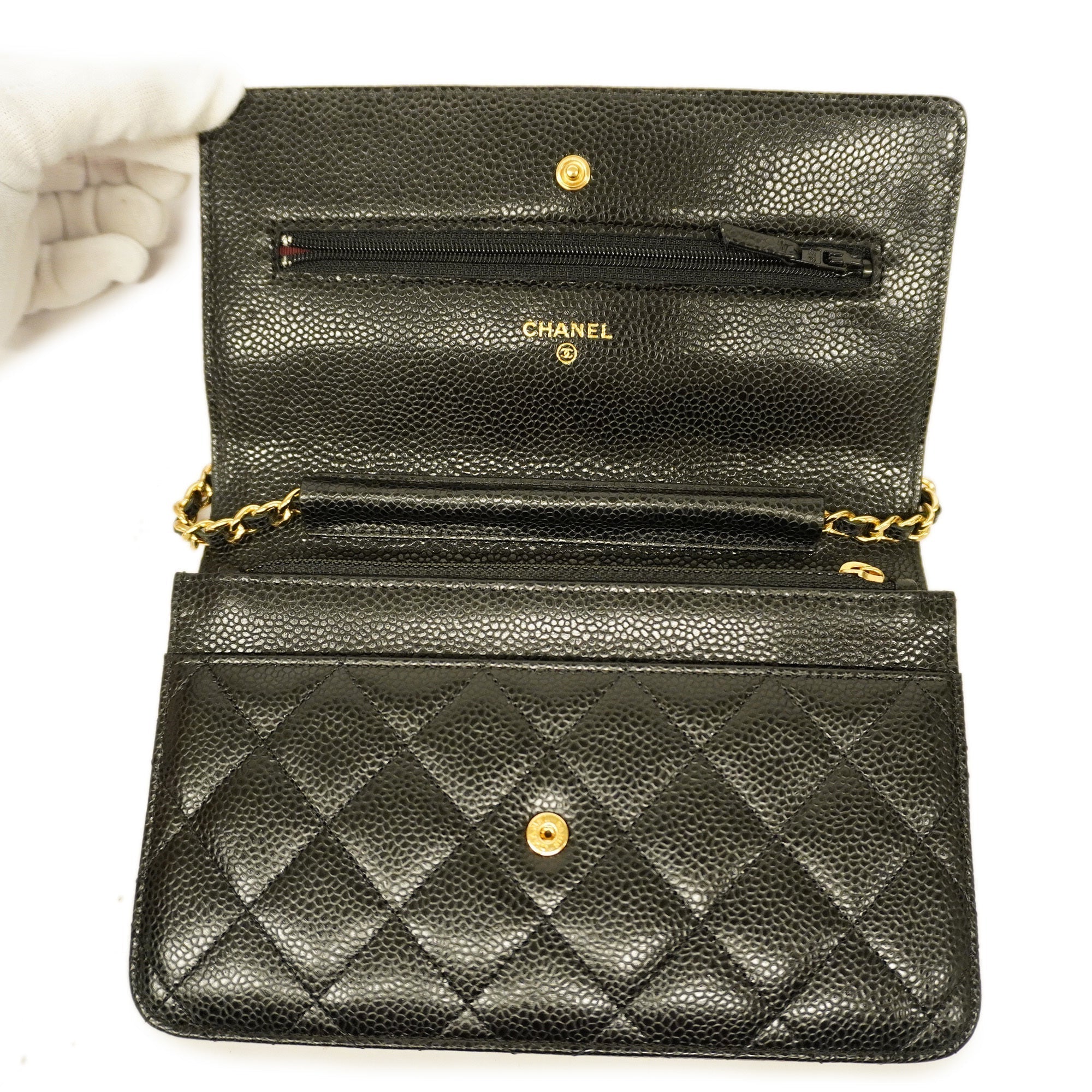 CHANEL  Matelasse Chain Shoulder Gold Hardware Caviar Leather Black