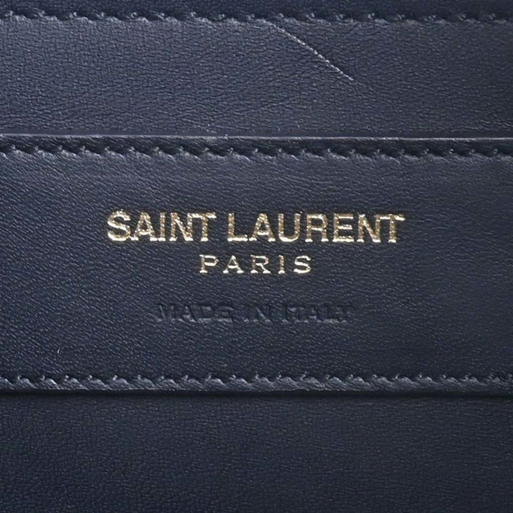 SAINT LAURENT Baby Duffle Leather Boston Bag Handbag 330958 Navy Ladies