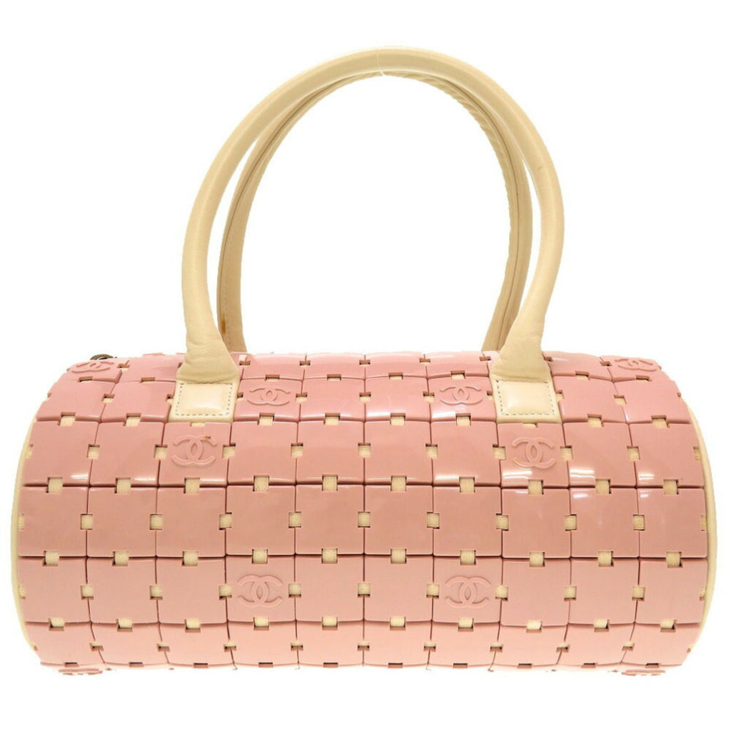 CHANEL Duffle Bag Plastic Leather Pink White 6th Series Handbag