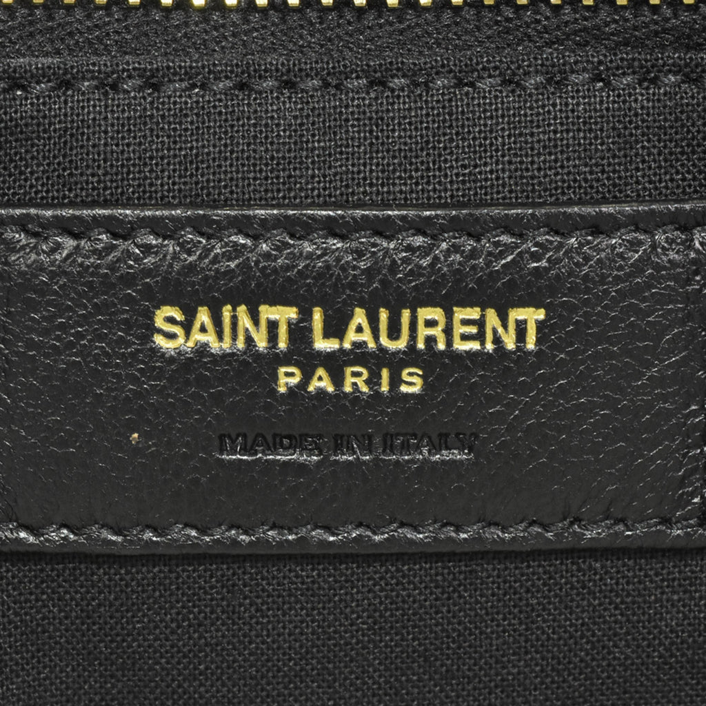 YVES SAINT LAURENT Saint Laurent Paris SAINT LAURENT Rive Gaucher Tote Bag Beige Brown Canvas Leather 631682