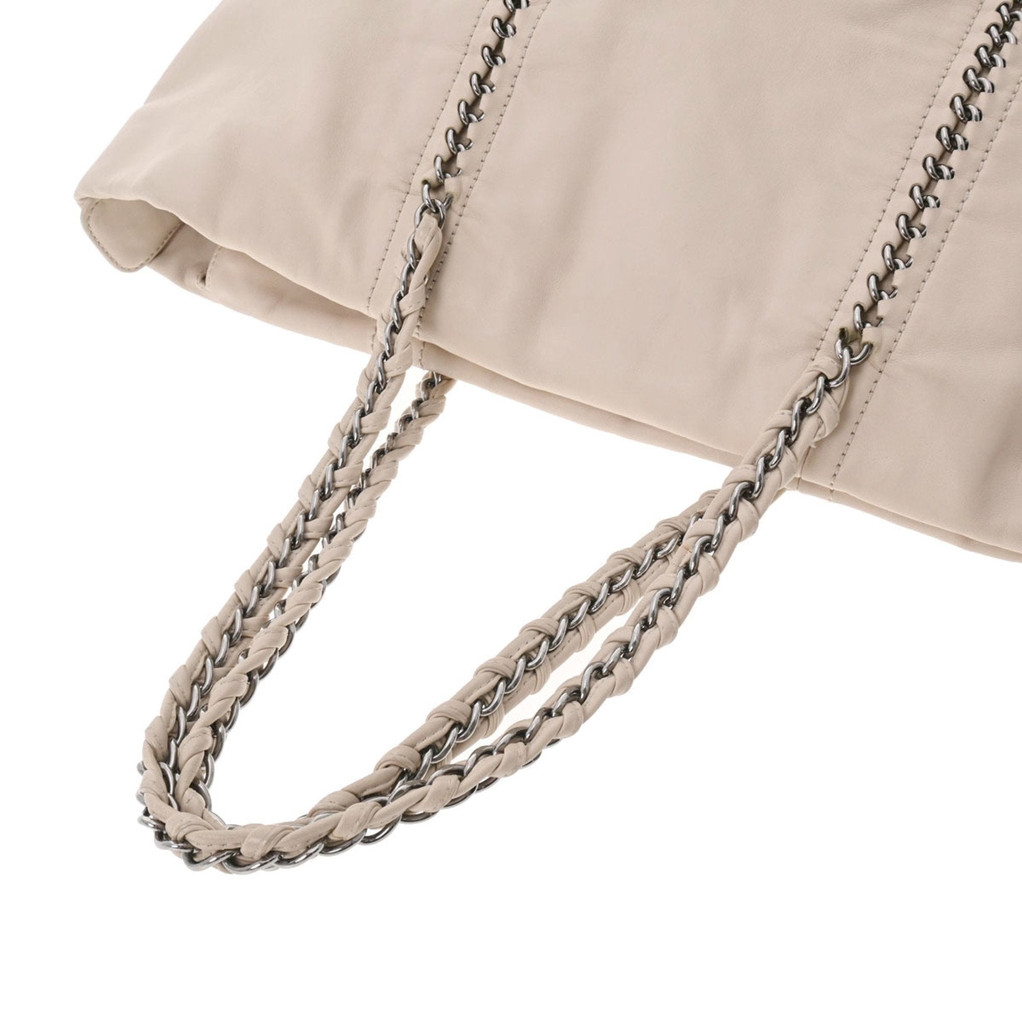 CHANEL luxury line chain bag beige A31574 ladies leather tote