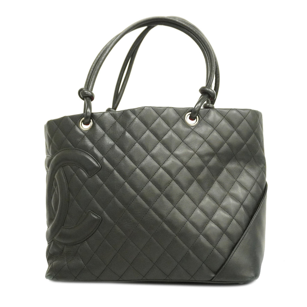 CHANELAuth  Ligne Cambon Tote Bag Women's Leather Tote Bag Black