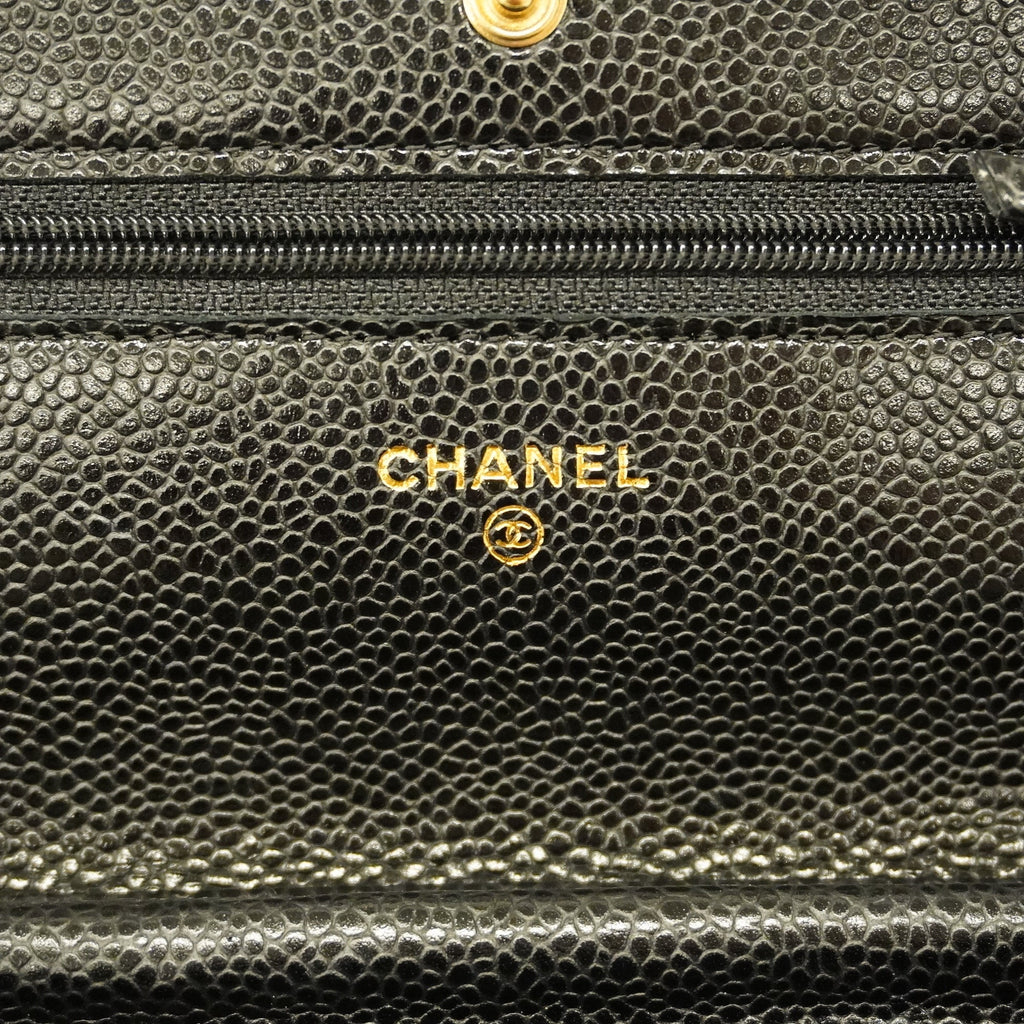 CHANELAuth  Matelasse Chain Shoulder Gold Hardware Caviar Leather Black