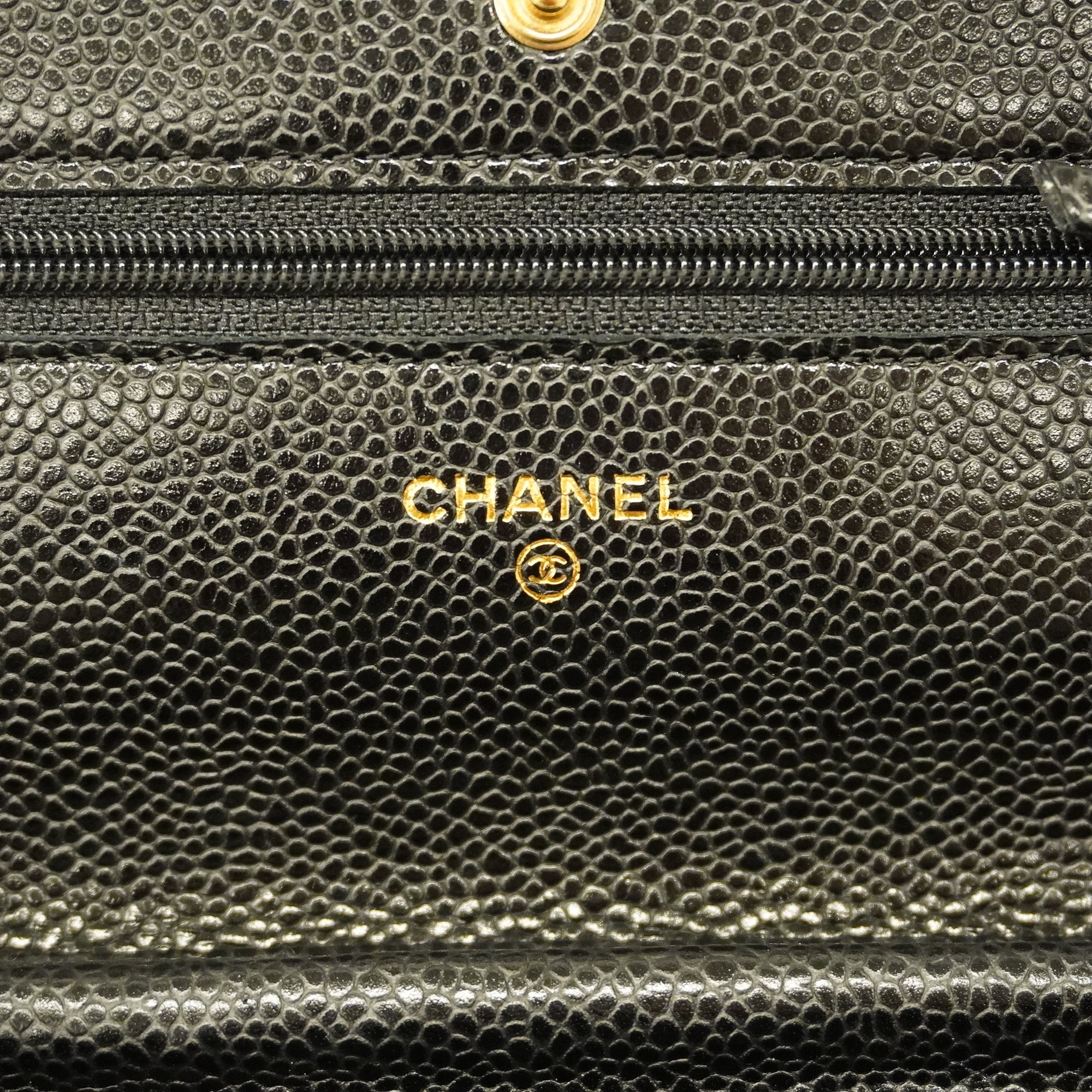 CHANELAuth  Matelasse Chain Shoulder Gold Hardware Caviar Leather Black