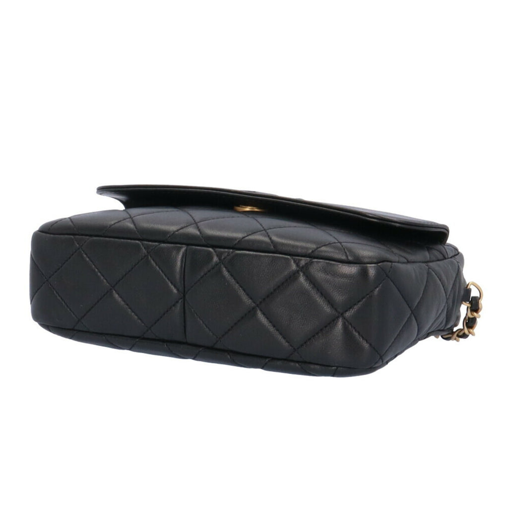 CHANEL Chain Shoulder Bag Lambskin Black Women's