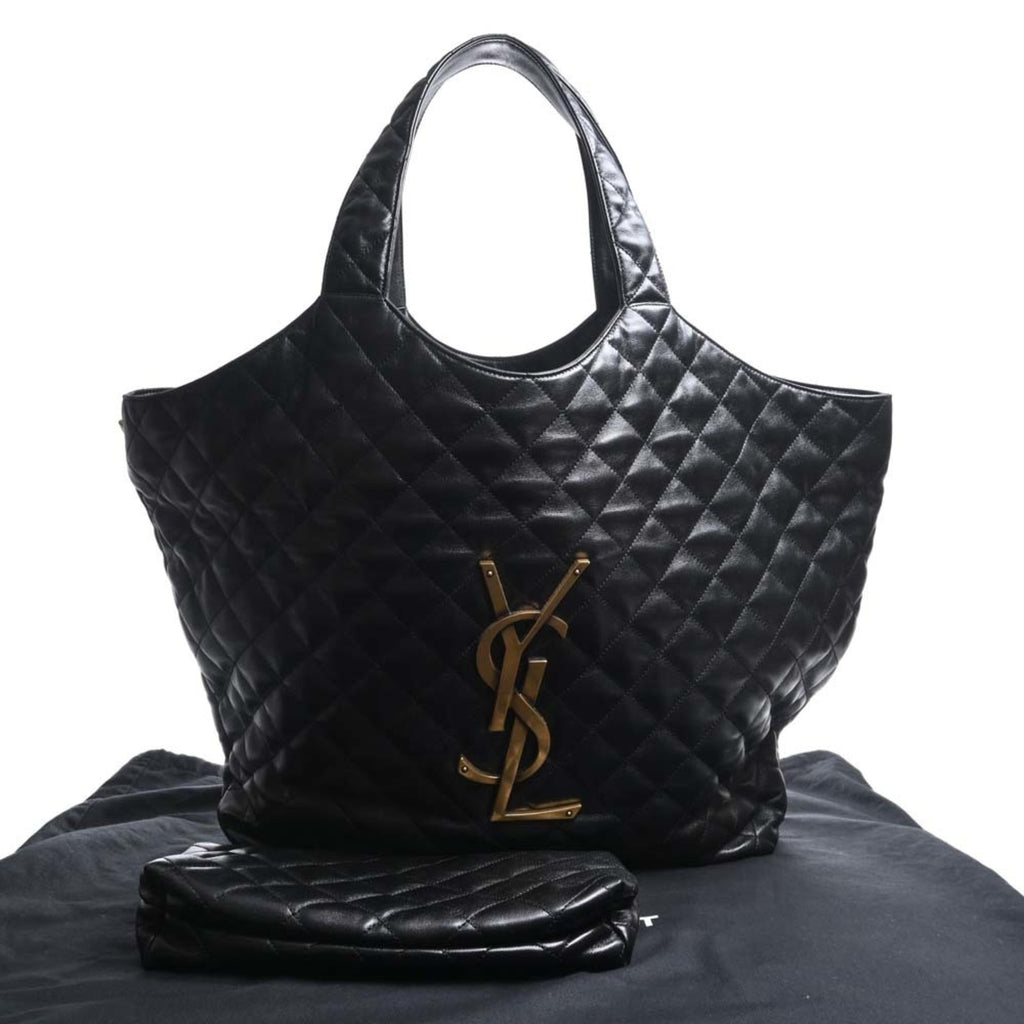 SAINT LAURENT Leather Icar Maxi Bag Tote 698651 Black Ladies