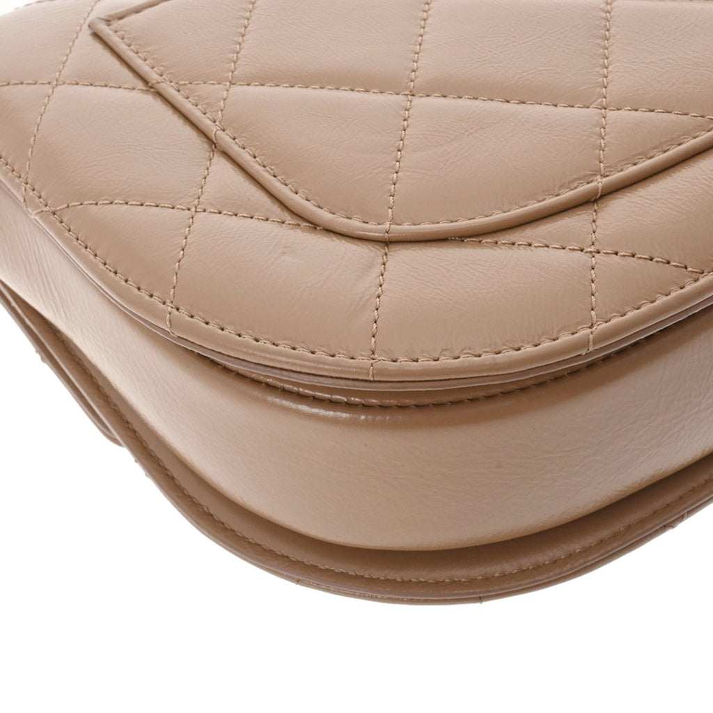 CHANEL matelasse chain shoulder beige ladies lambskin bag