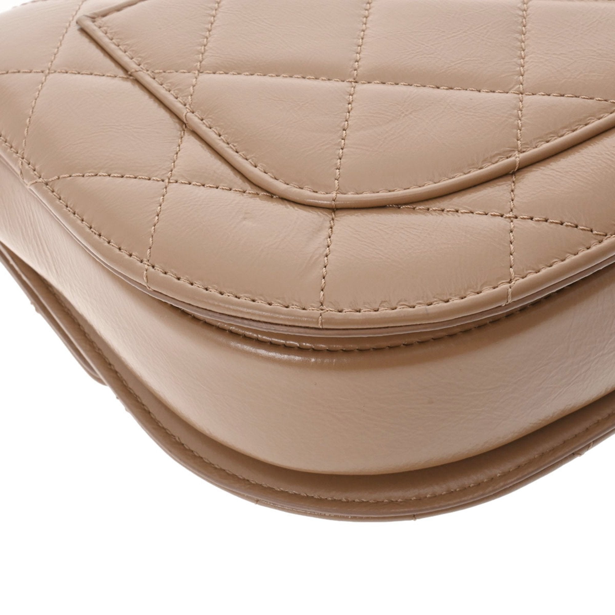 CHANEL matelasse chain shoulder beige ladies lambskin bag