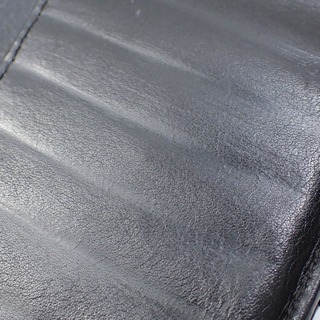 CHANEL Bifold Long Wallet V Stitch Women's Black Lambskin A31509 Coco Mark Leather