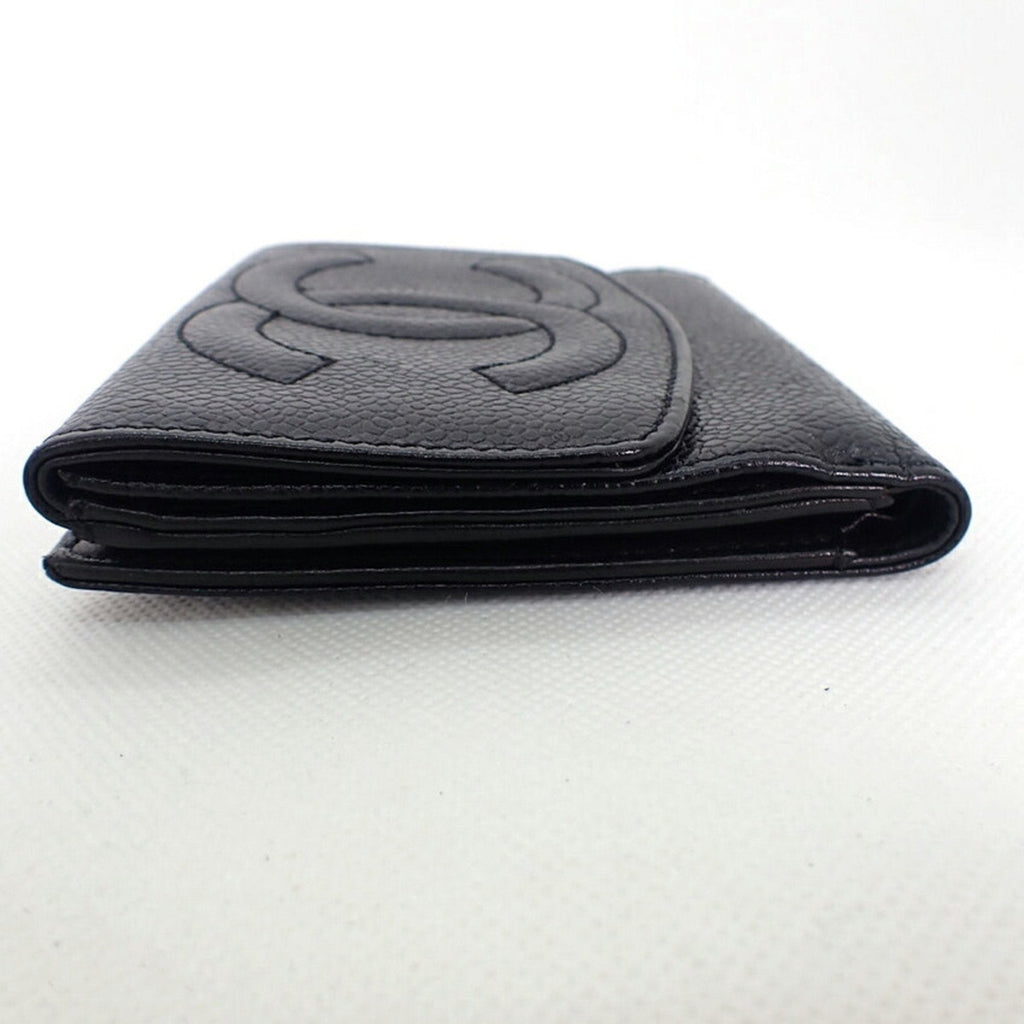 CHANEL caviar skin black trifold wallet