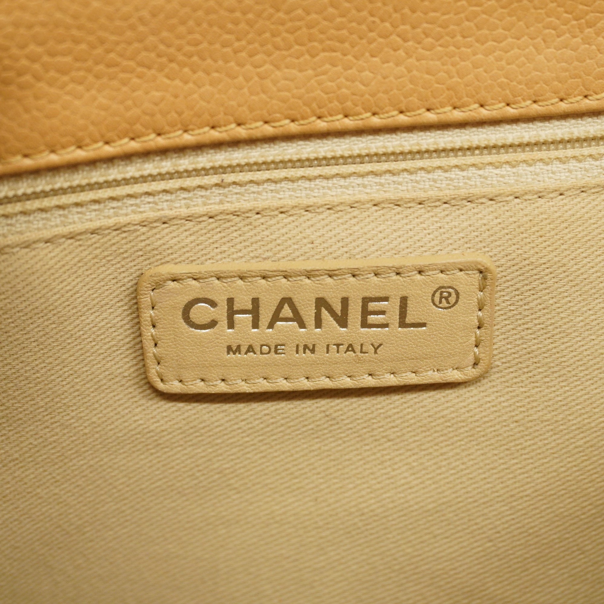 CHANEL[3ca0361]   Tote Bag Matelasse Chain Shoulder Caviar Skin Beige Silver metal
