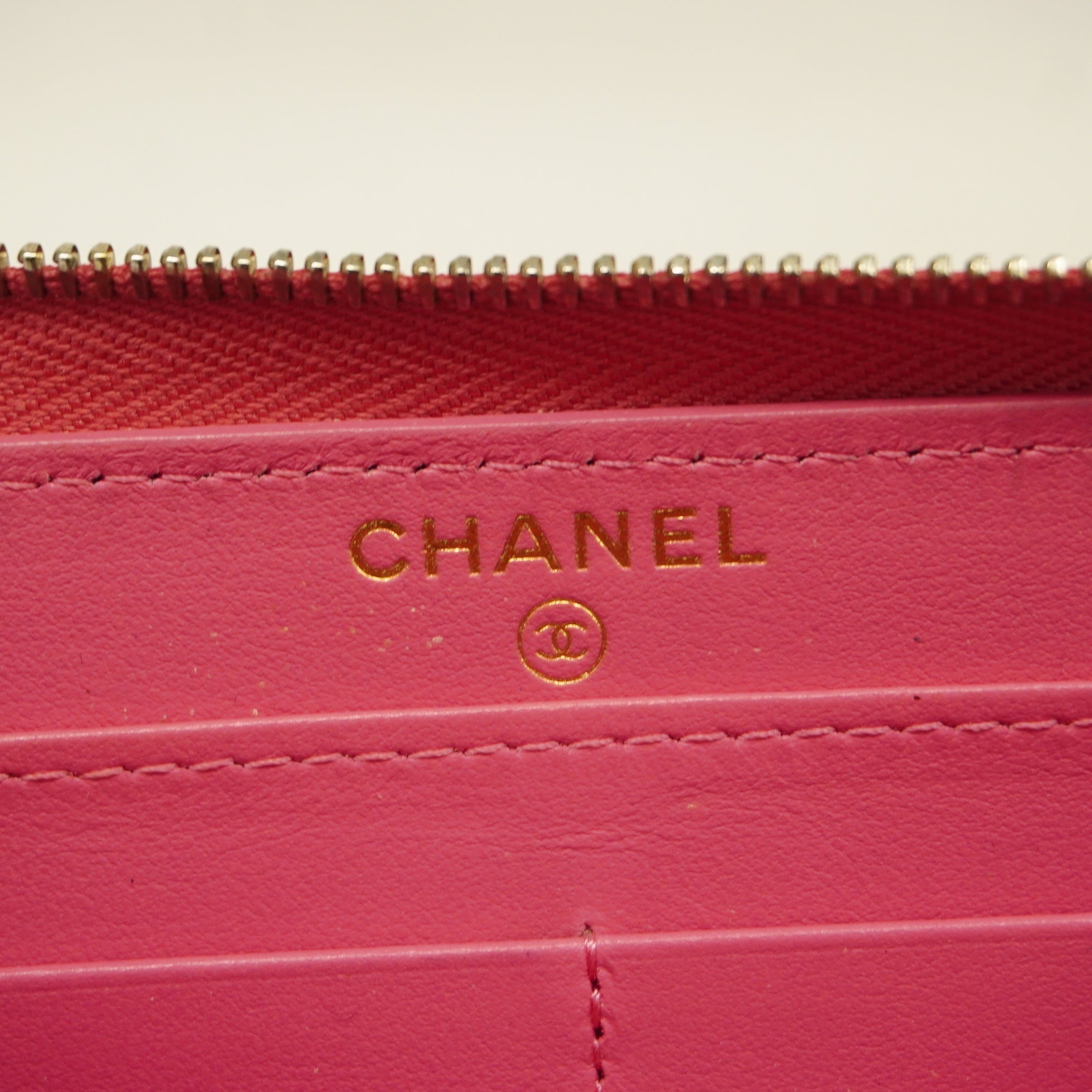 CHANEL  Matelasse Gold Hardware Women's Caviar Leather Long Wallet Pink