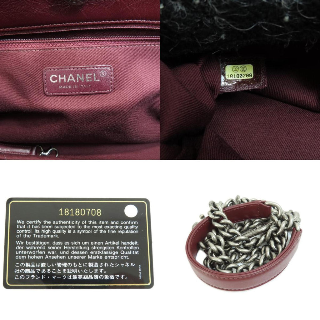 CHANEL Matelasse Coco Mark Handbag Calf/Tweed Women's
