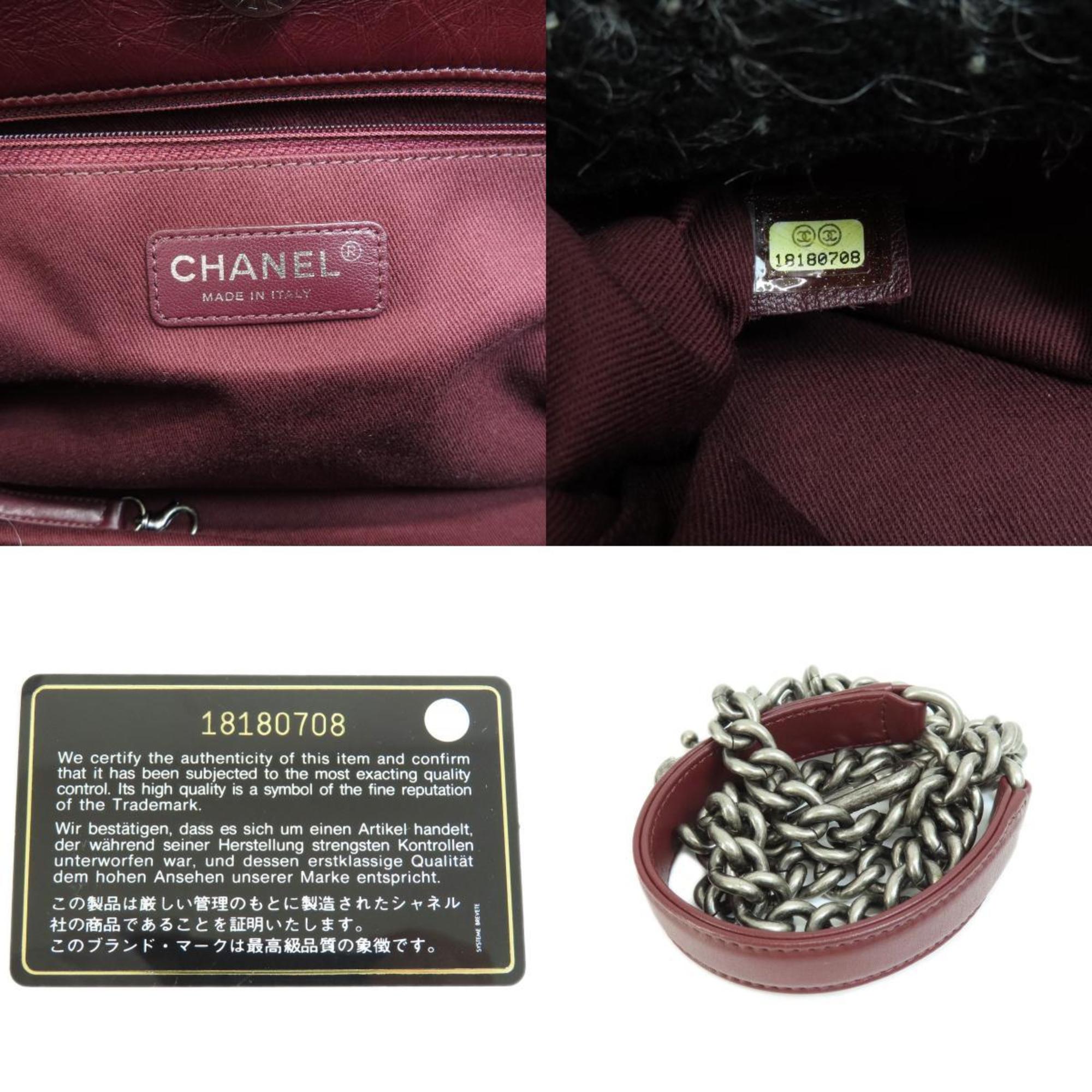 CHANEL Matelasse Coco Mark Handbag Calf/Tweed Women's