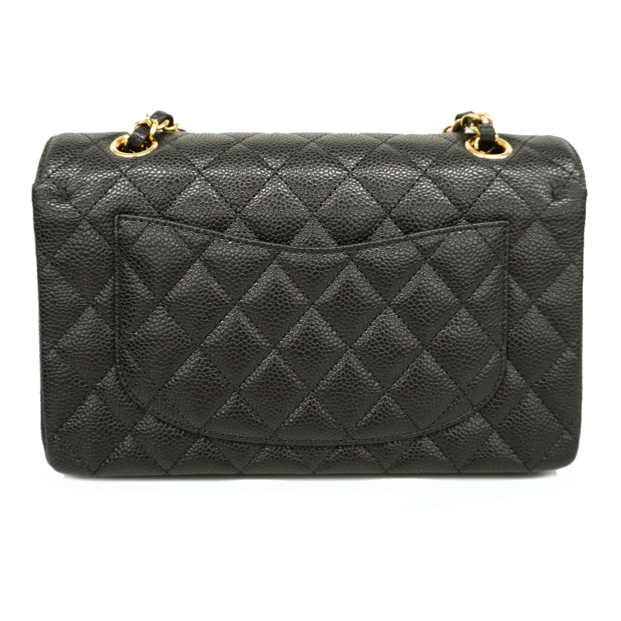 CHANEL  Matelasse W Flap W Chain Women's Caviar Leather Shoulder Bag Black
