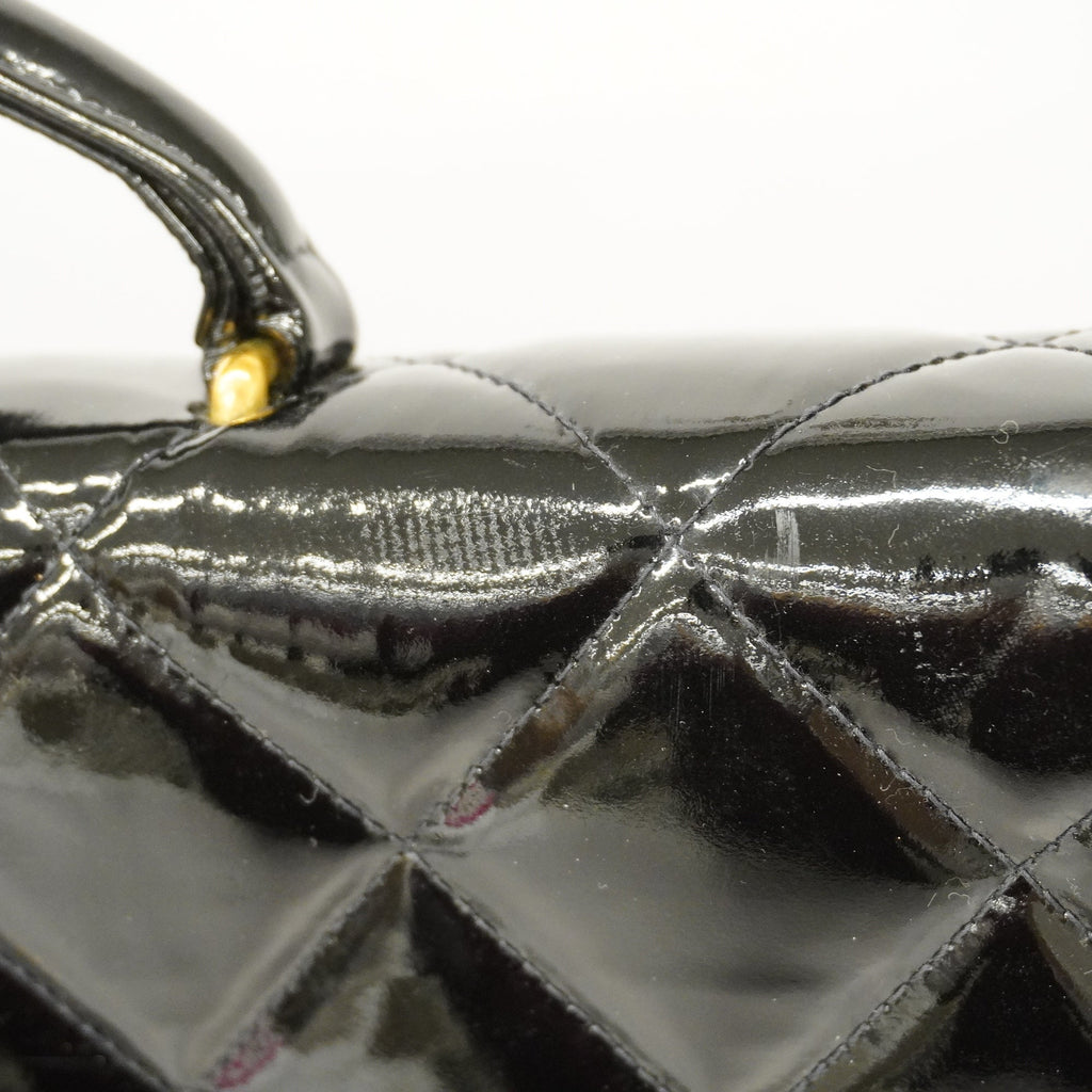 CHANELAuth  Matelasse Business Bag Women's Patent Leather Briefcase Black