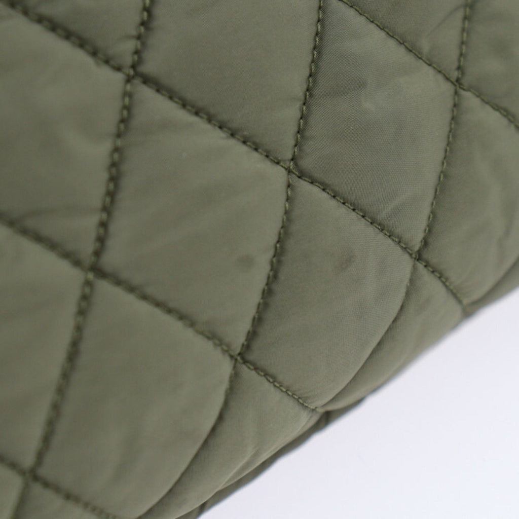 CHANEL Coco Coon Tote GM Bag A48611 Nylon Leather Olive Green Silver Hardware Handbag 18 Series