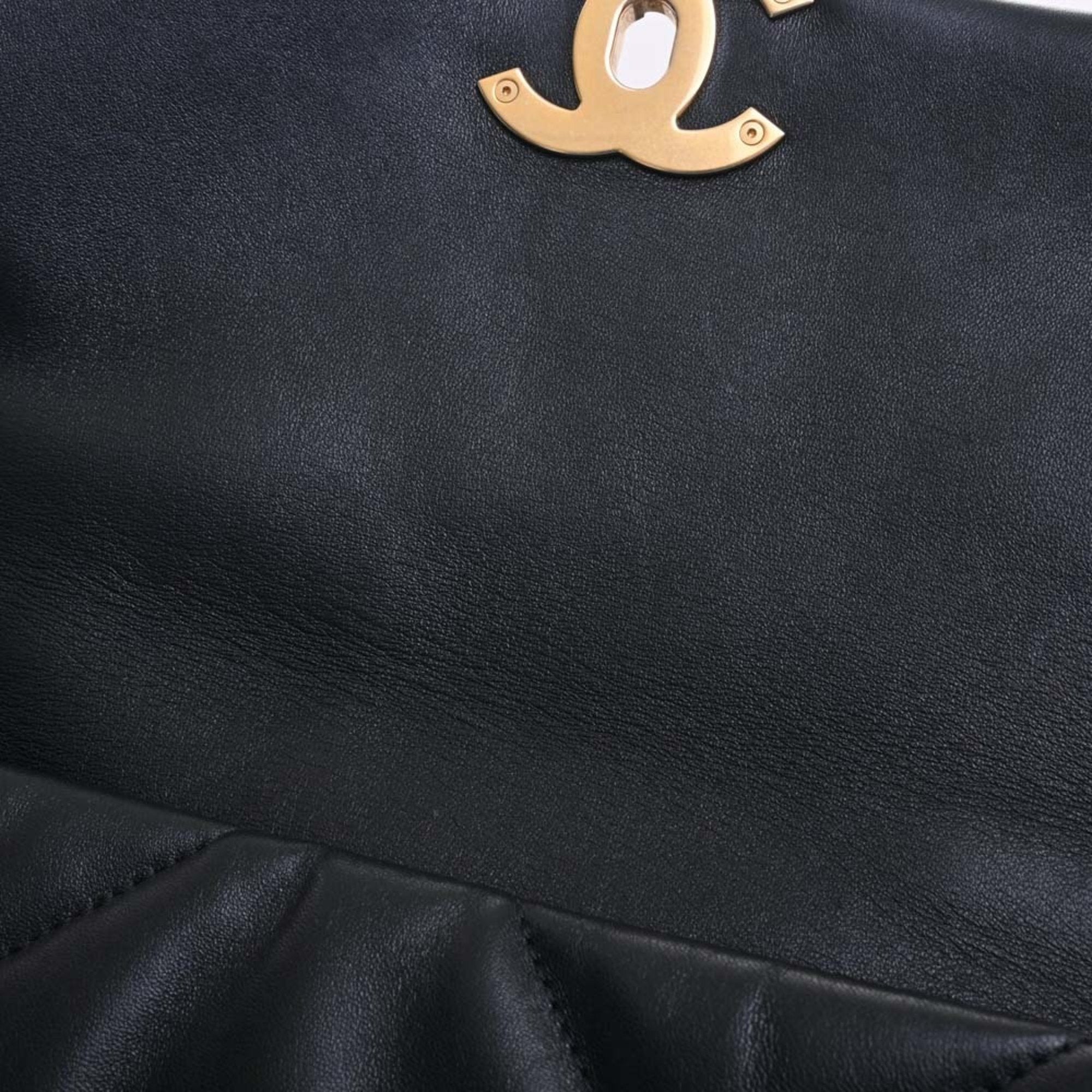 CHANEL Lambskin  19 Coco Mark Chain Shoulder Bag Black Ladies