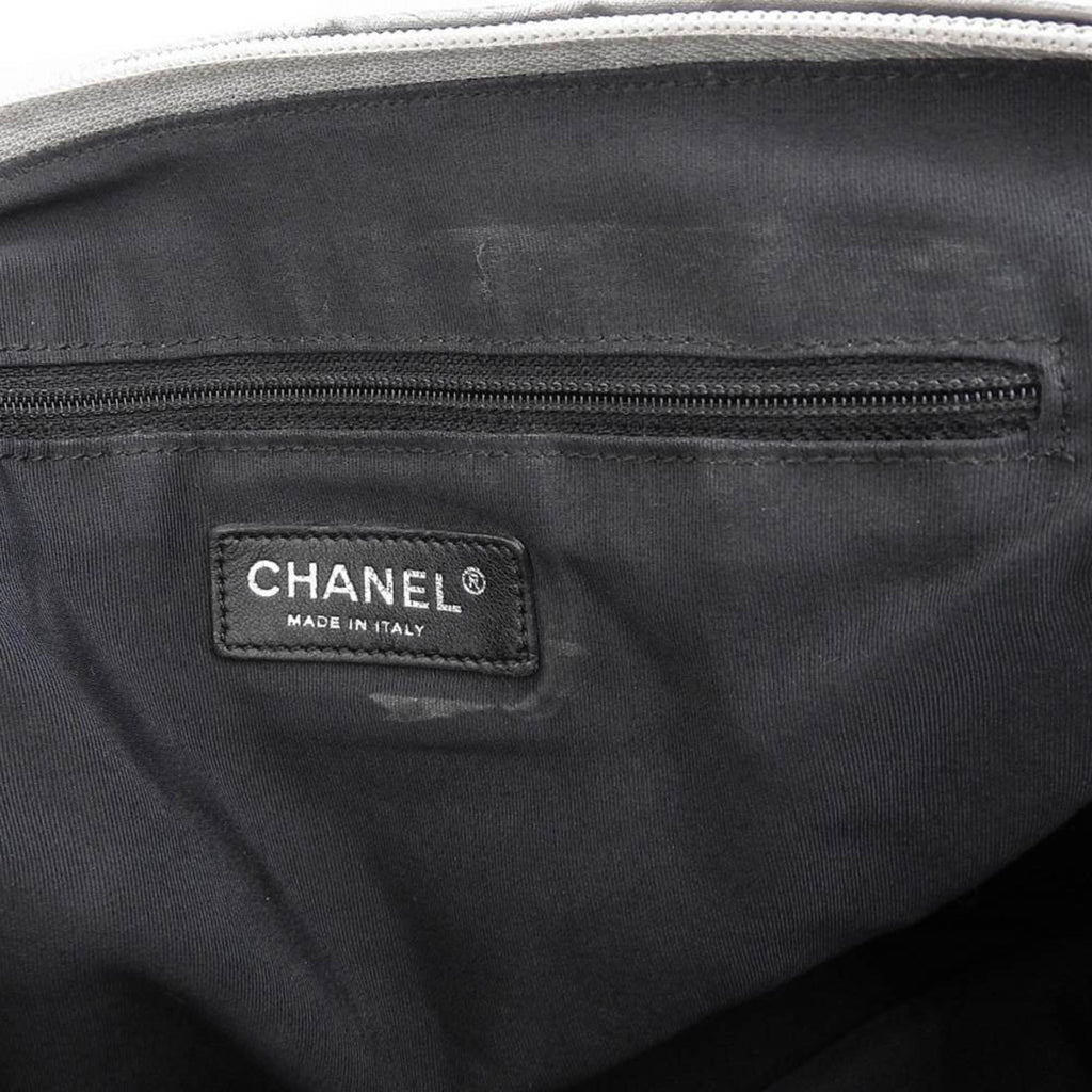 CHANEL unlimited handbag shoulder bag tote silver with seal 1