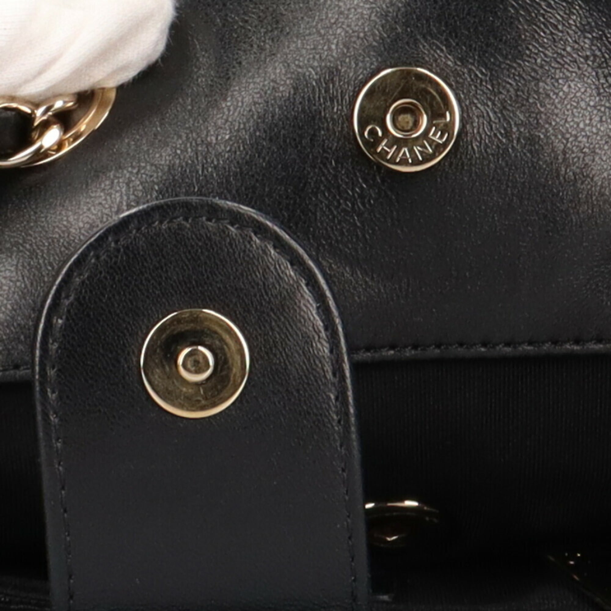 CHANEL chain matelasse shoulder bag lambskin black ladies