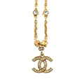 CHANEL Cocomark Necklace Bijou Rhinestone Gold Vintage Accessories