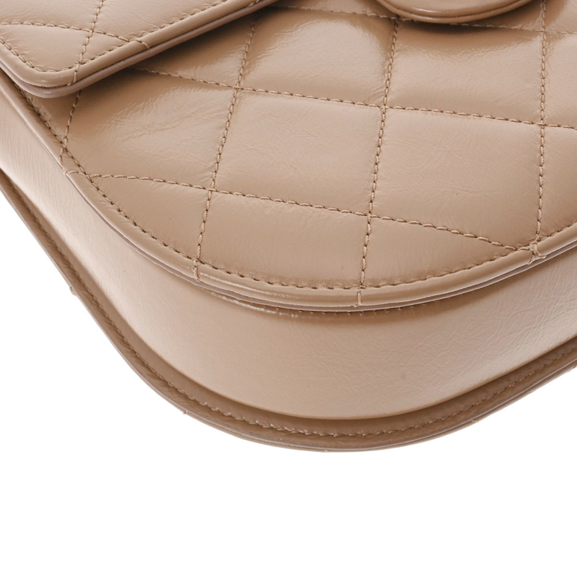 CHANEL matelasse chain shoulder beige ladies lambskin bag