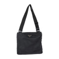 PRADA Shoulder Bag VA0251 Nylon Leather Black Silver Hardware Messenger Triangle Logo Plate