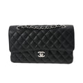 CHANEL Matelasse Chain Shoulder 25cm W Flap Black Ladies Caviar Skin Bag