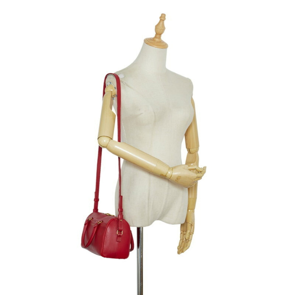 SAINT LAURENT Baby Duffle Handbag Shoulder Bag 330958 Red Leather Ladies