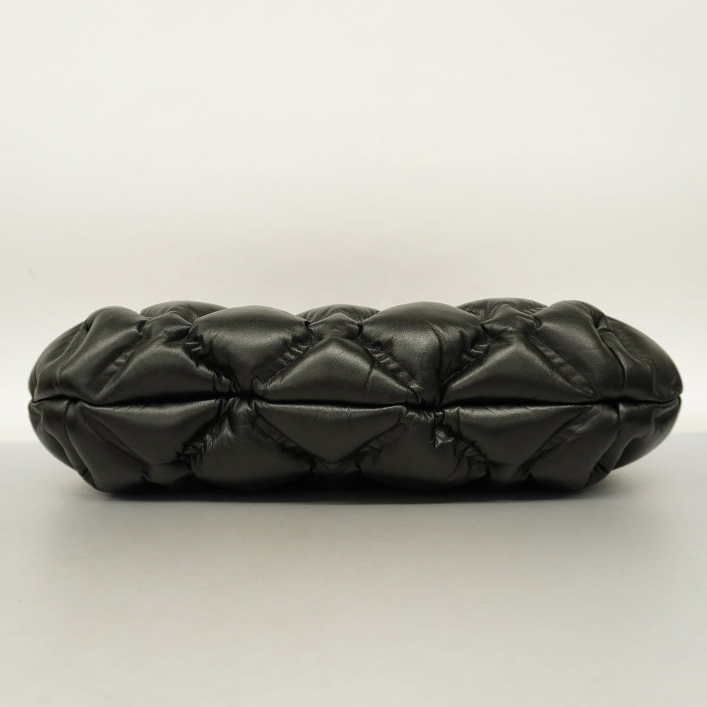 CHANELAuth  Bubble Quilt Chain Shoulder Women's Leather Shoulder Bag Black
