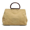 CHANEL Tortoiseshell Handle Canvas Tote Coco Mark Beige