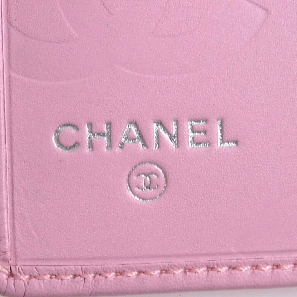CHANEL Leather Cambon Here Mark Bifold Long Wallet A26717 Pink Ladies