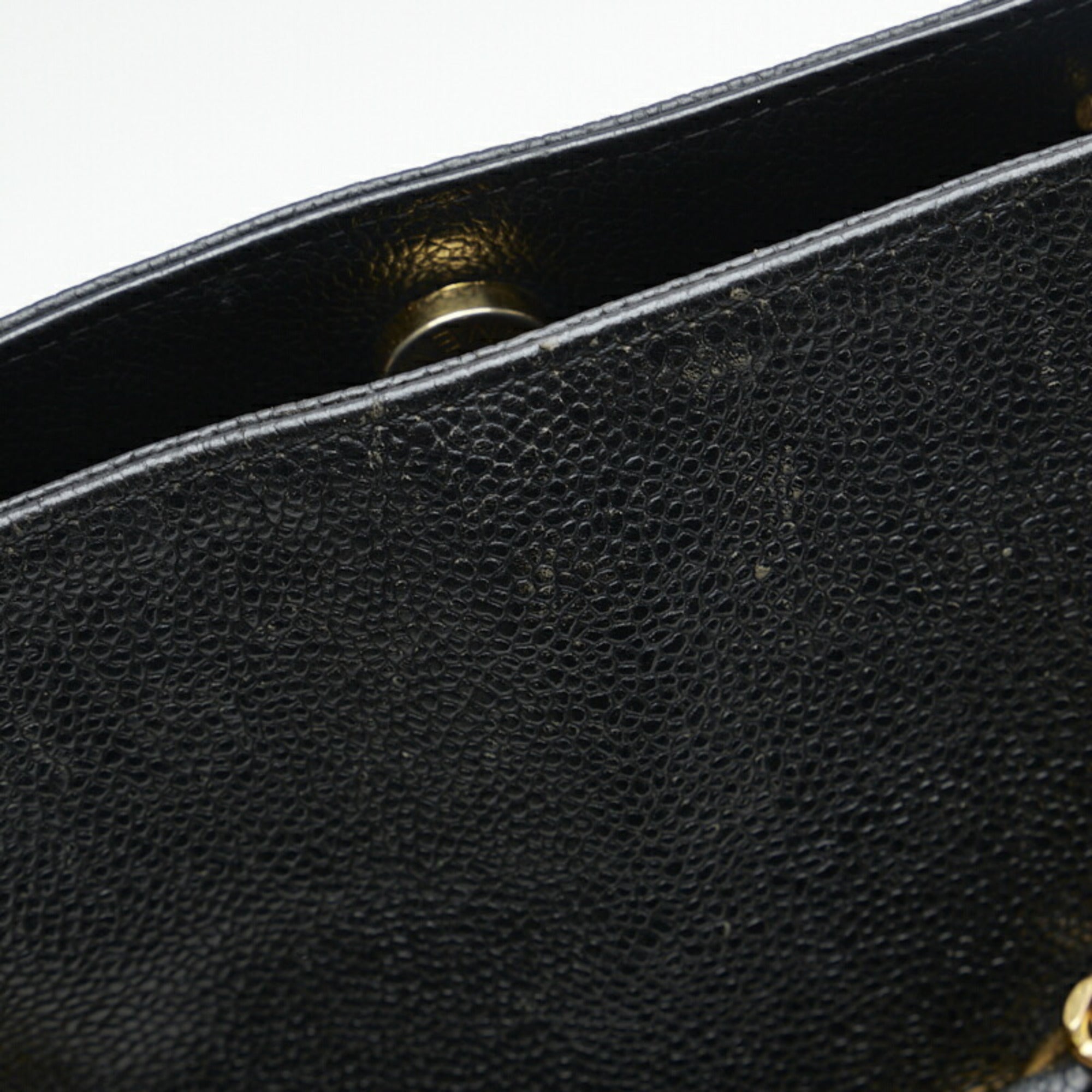 CHANEL coco mark handbag tote bag black gold matte caviar skin ladies