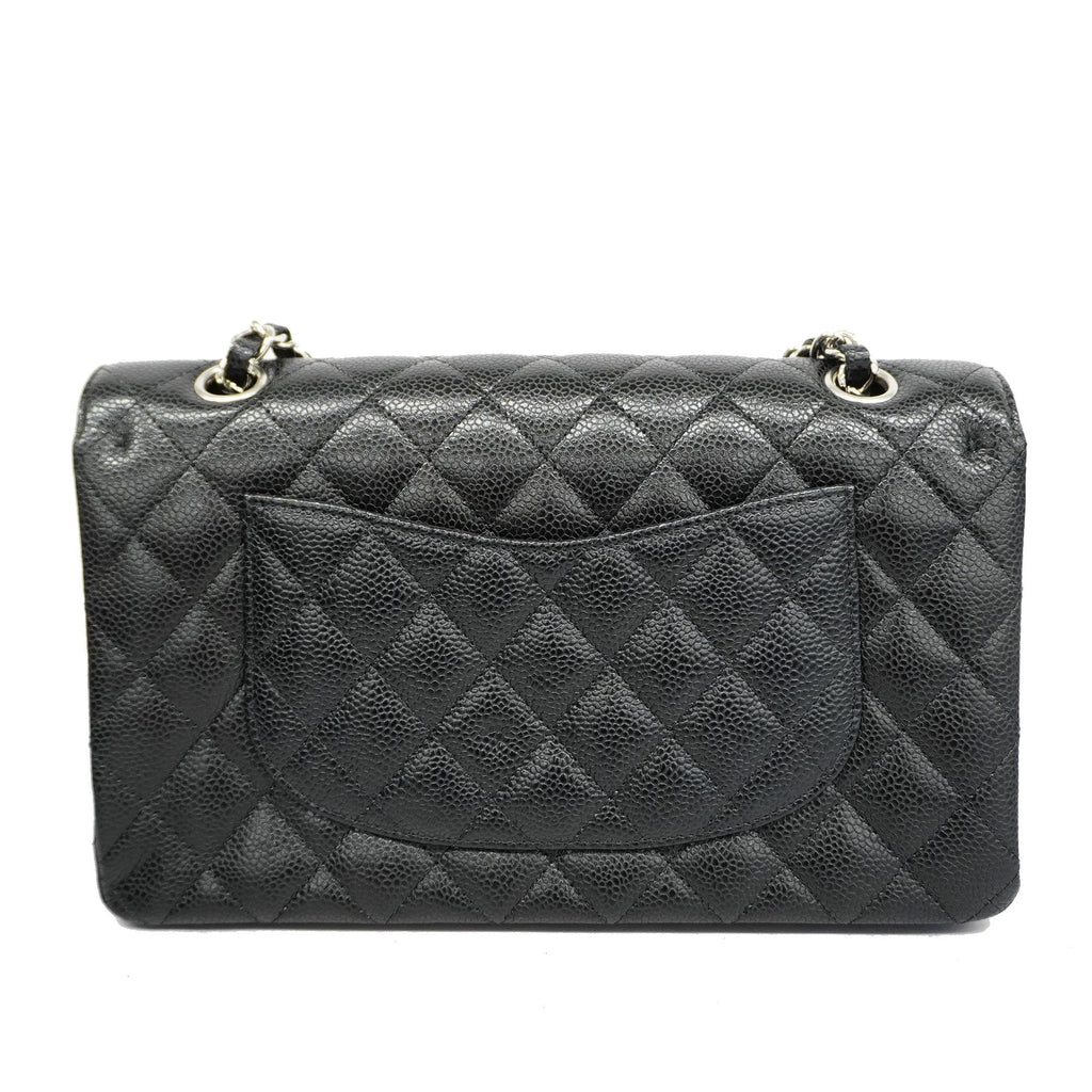 CHANELAuth  Matelasse W Flap W Chain Women's Caviar Leather Shoulder Bag Black
