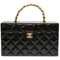 CHANEL Matelasse Enamel Black Cocomark Turnlock Vanity Bag