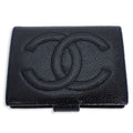 CHANEL caviar skin black two fold wallet