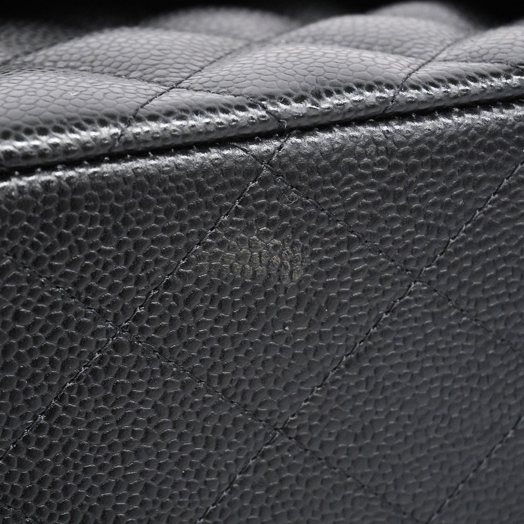 CHANEL  Big Matelasse W Flap W Chain Women's Leather Shoulder Bag Black