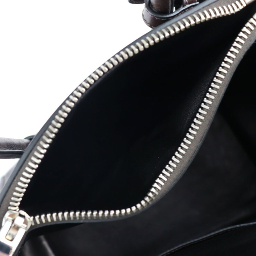 PRADA Handbag BN2625 Gray Scarf MORO Dark Brown Silver Metal Fittings 2WAY Shoulder Bag All Leather [The inside is also made of leather for a luxurious feel]