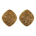 CHANEL Coco Mark Diamond Arabesque Earrings Gold Plated Women's