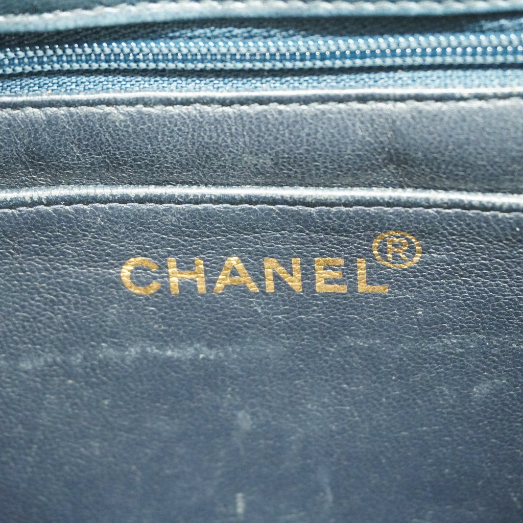 CHANEL  Matelasse Handbag Women's Leather Handbag Navy