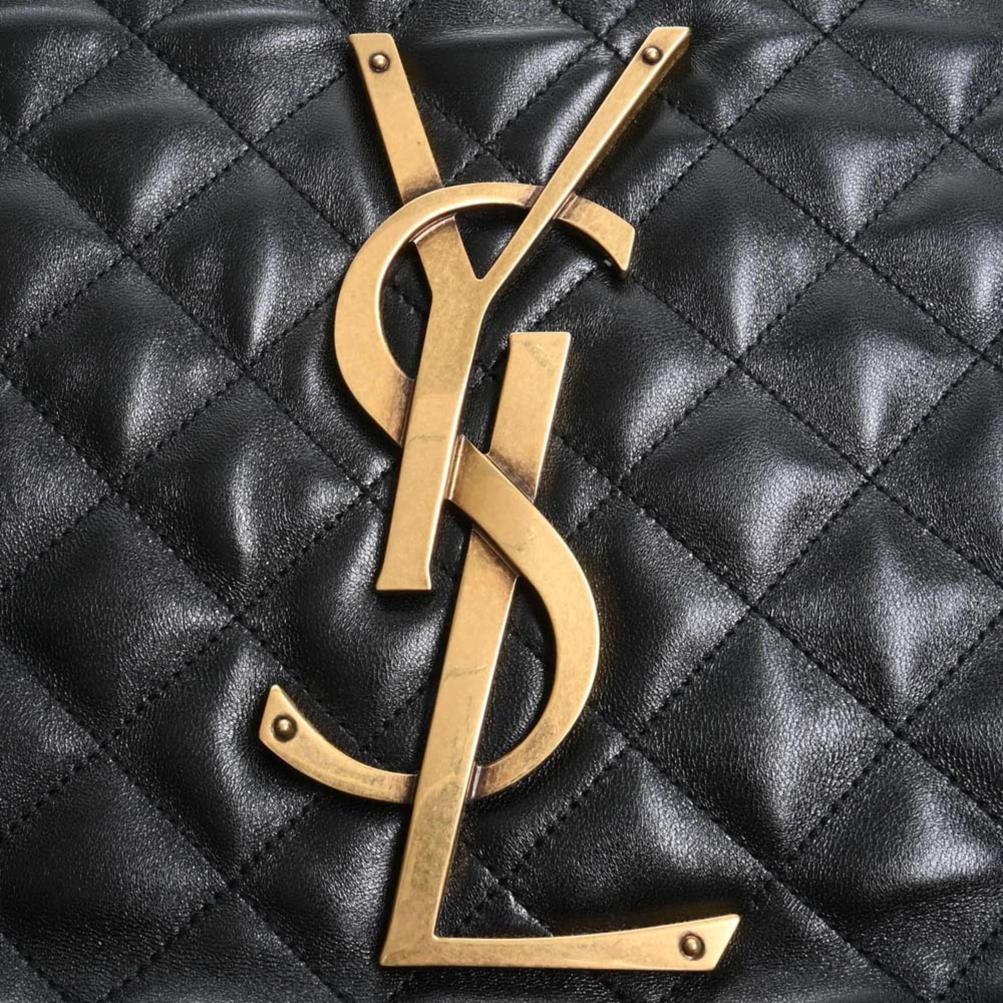 SAINT LAURENT Leather Icar Maxi Bag Tote 698651 Black Ladies