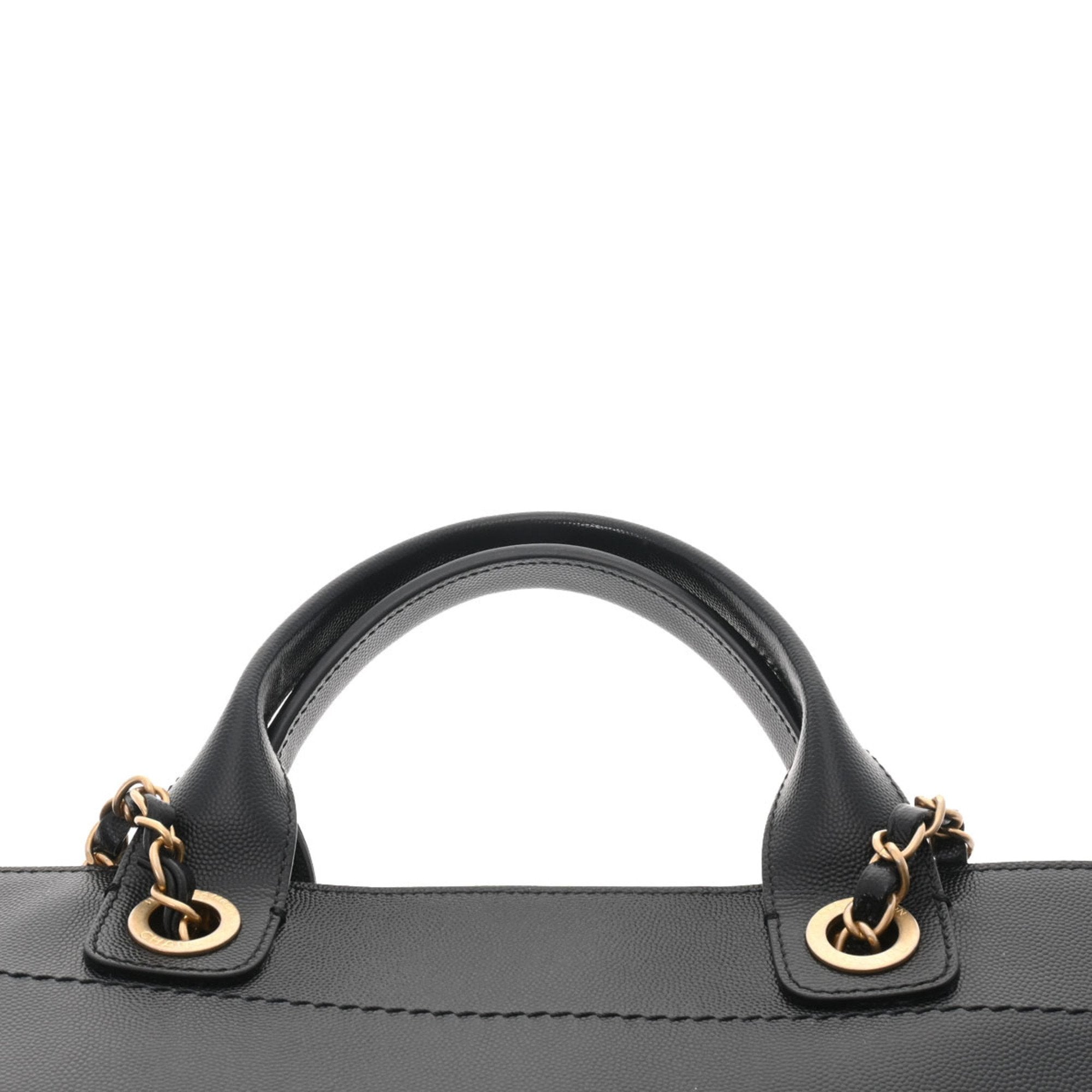 CHANEL Deauville Studded Tote Black A57067 Ladies Caviar Skin Bag