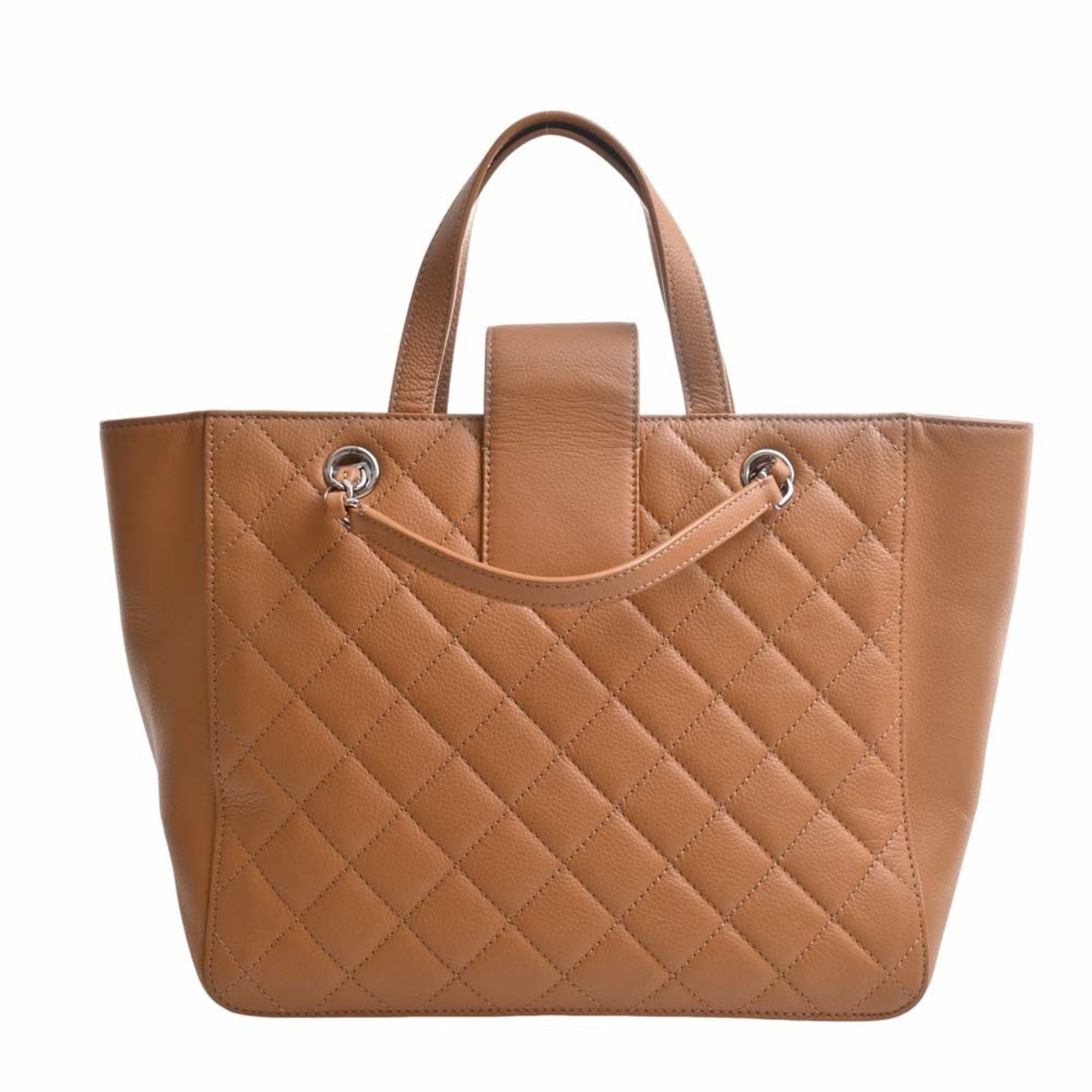 CHANEL Caviar Skin Matelasse Coco Mark Handbag Brown Women's