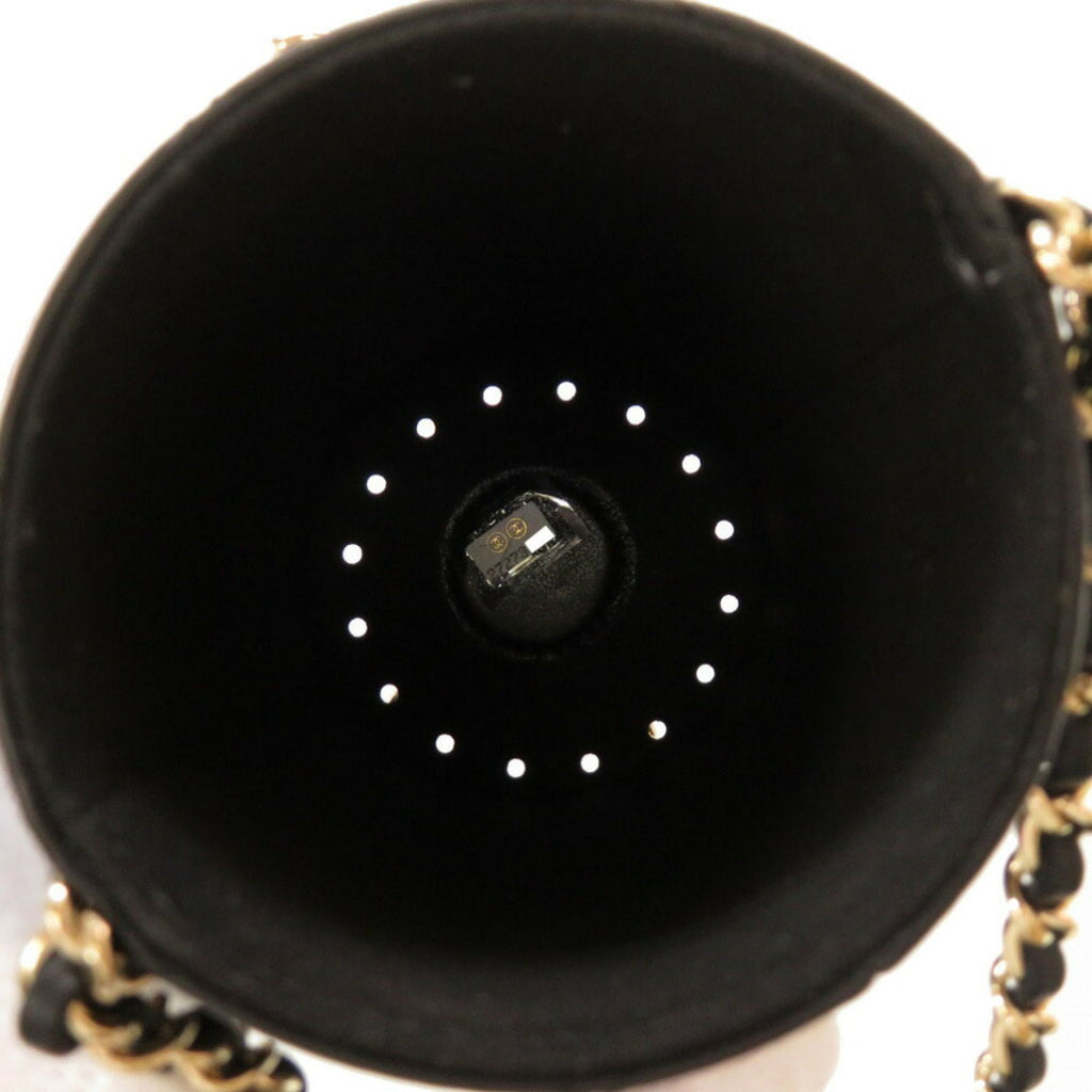 CHANEL Lambskin Black 27th Flask Gold Chain Bottle Holder Matelasse Coco Mark Water Shoulder Bag