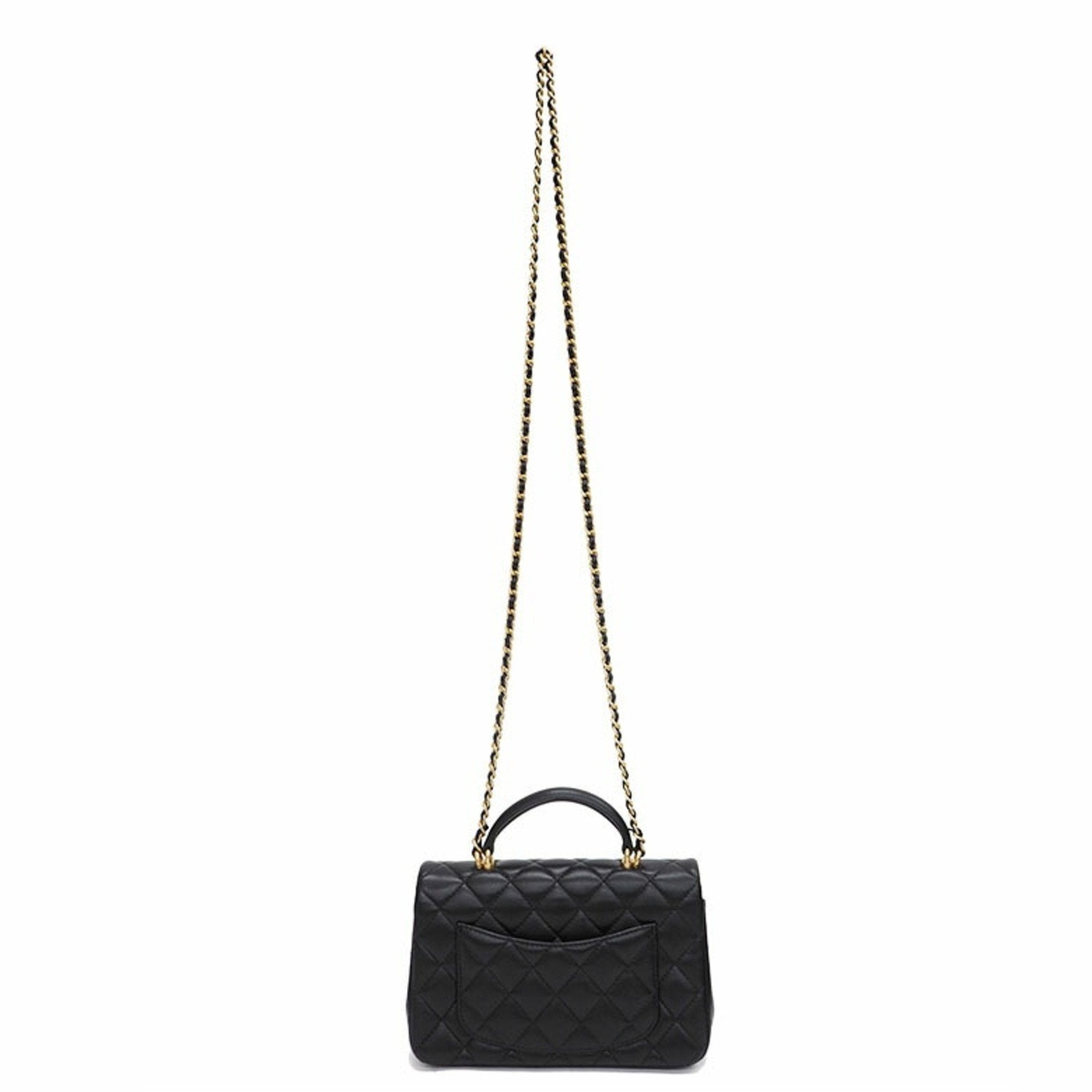 Chanel flap bag lambskin matelasse black shoulder ladies