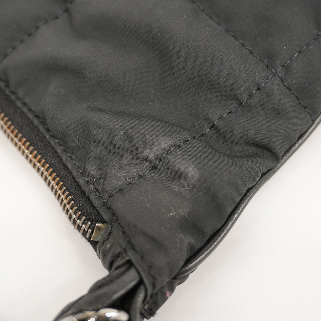 CHANELAuth  Chocolate Bar Chain Shoulder Women's Nylon Shoulder Bag Black