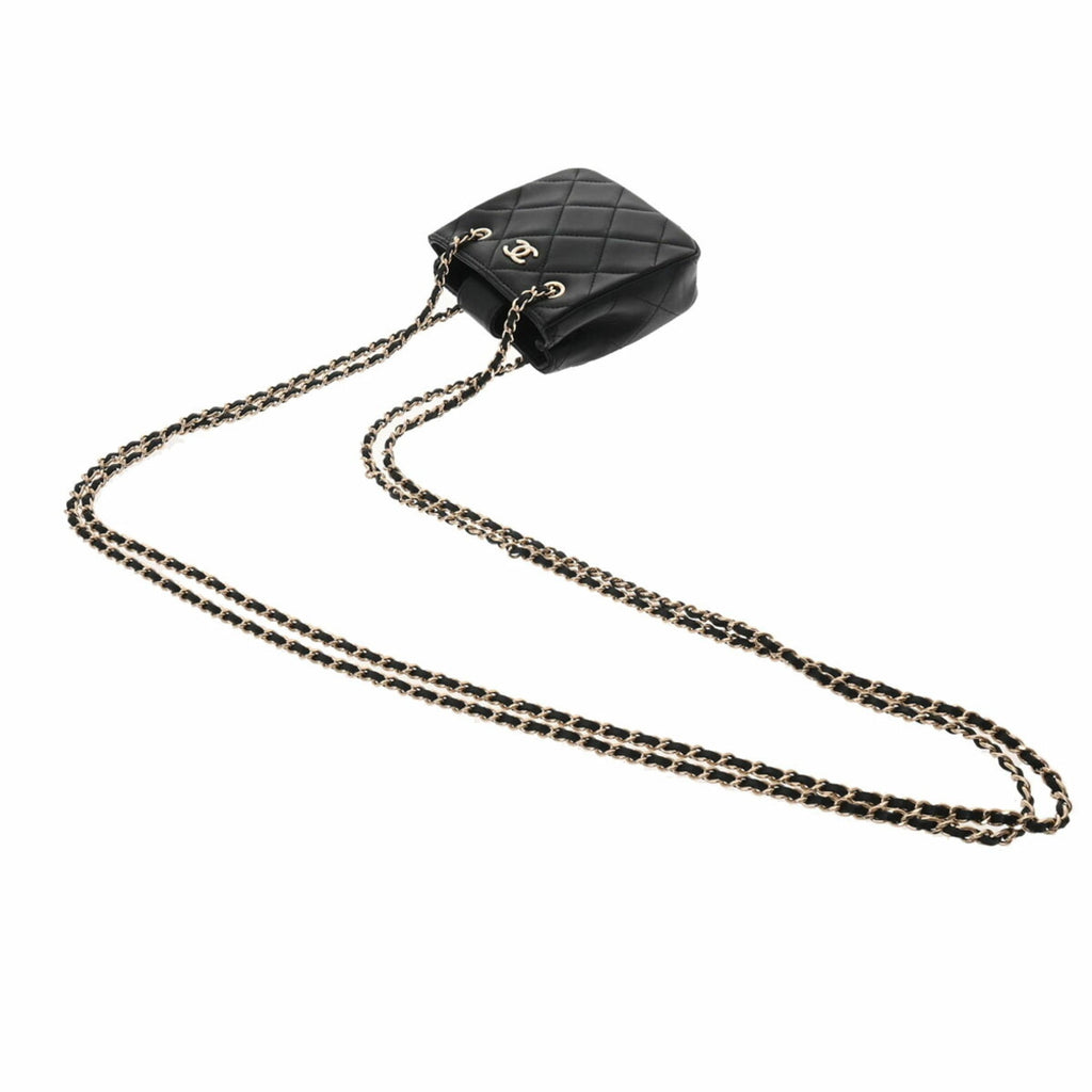 CHANEL Matelasse Pochette Chain Shoulder Black Women's Lambskin Bag