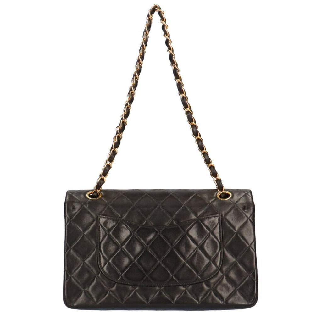CHANEL chain matelasse shoulder bag lambskin black ladies