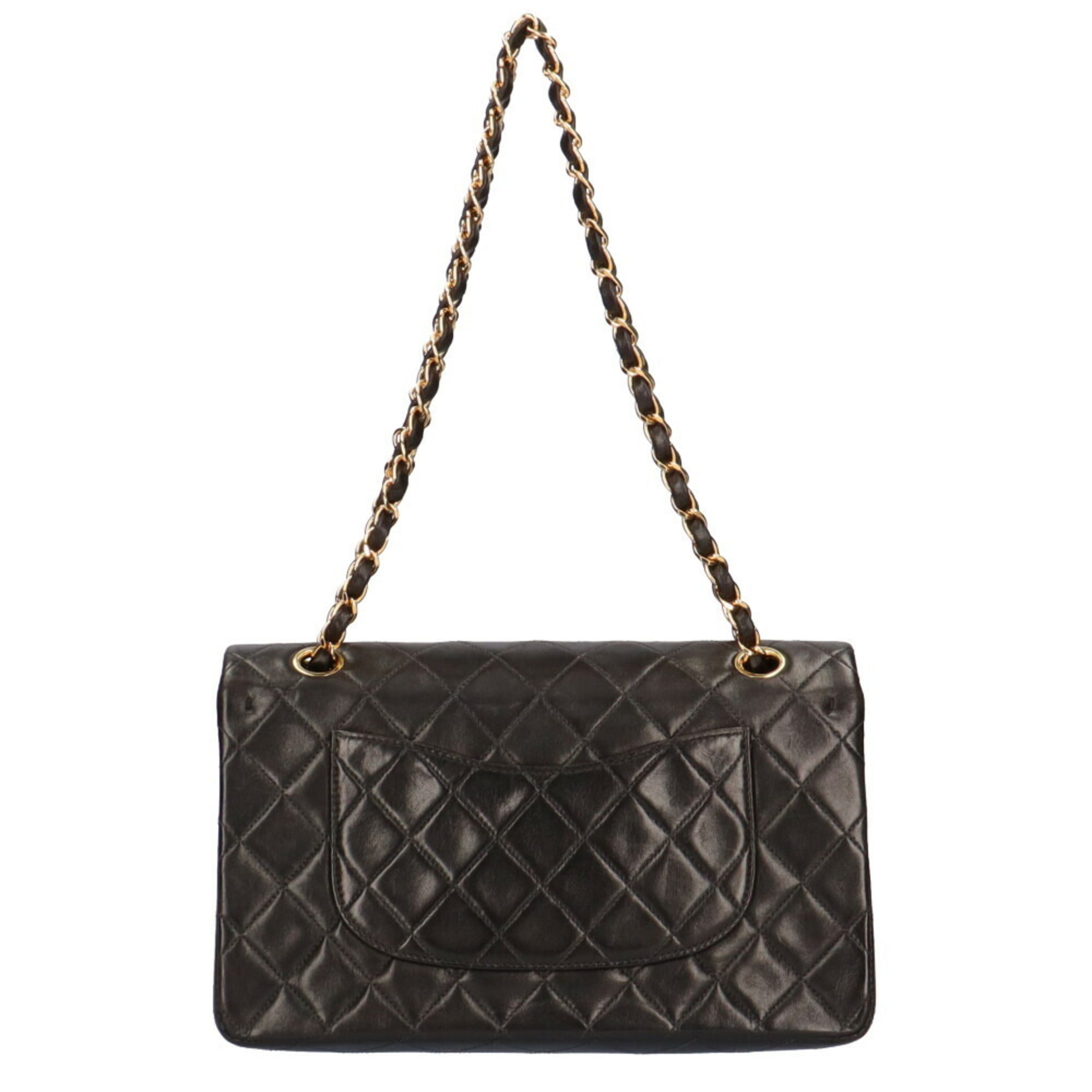 CHANEL chain matelasse shoulder bag lambskin black ladies