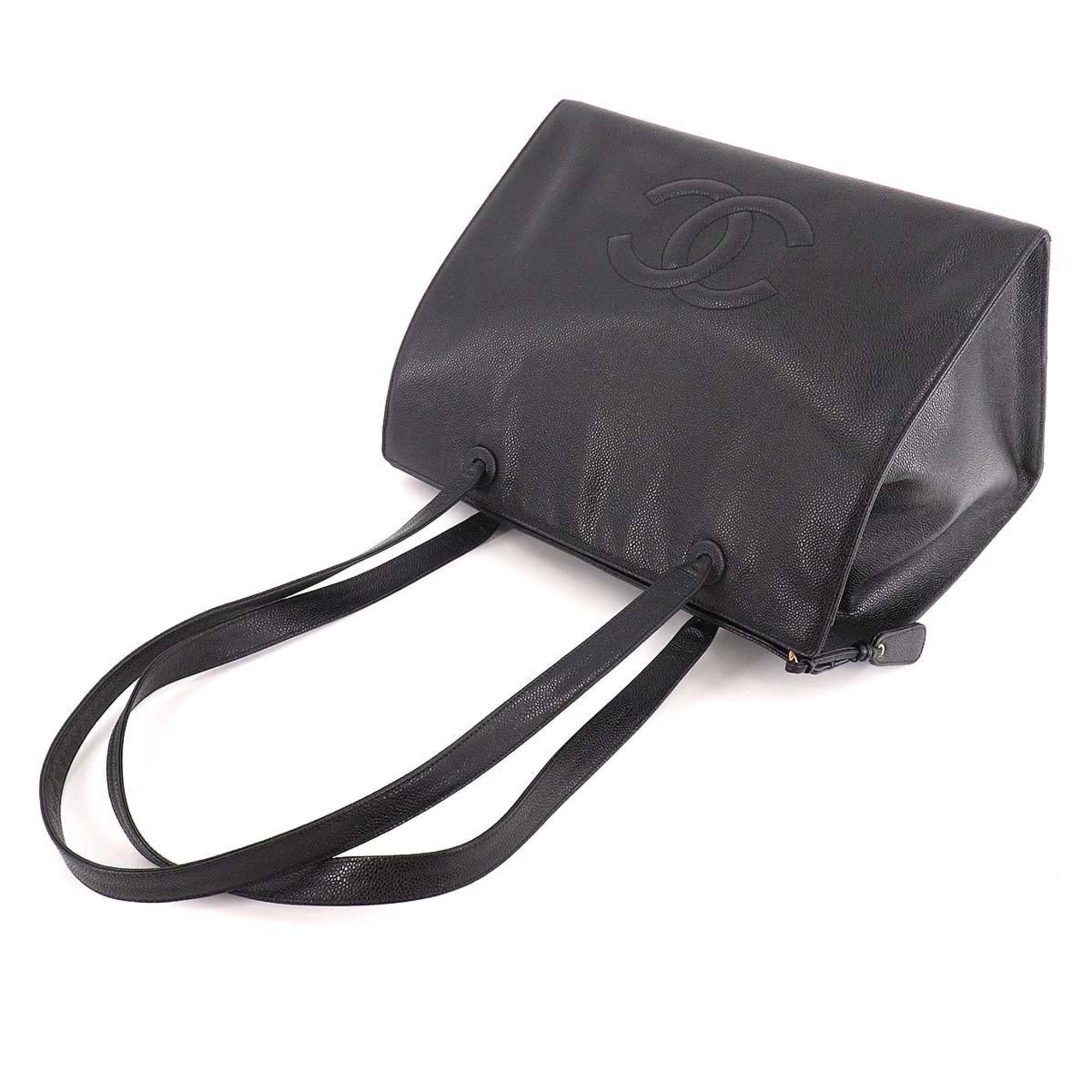 CHANEL Cocomark Tote Bag Caviar Skin Black Gold Hardware Vintage